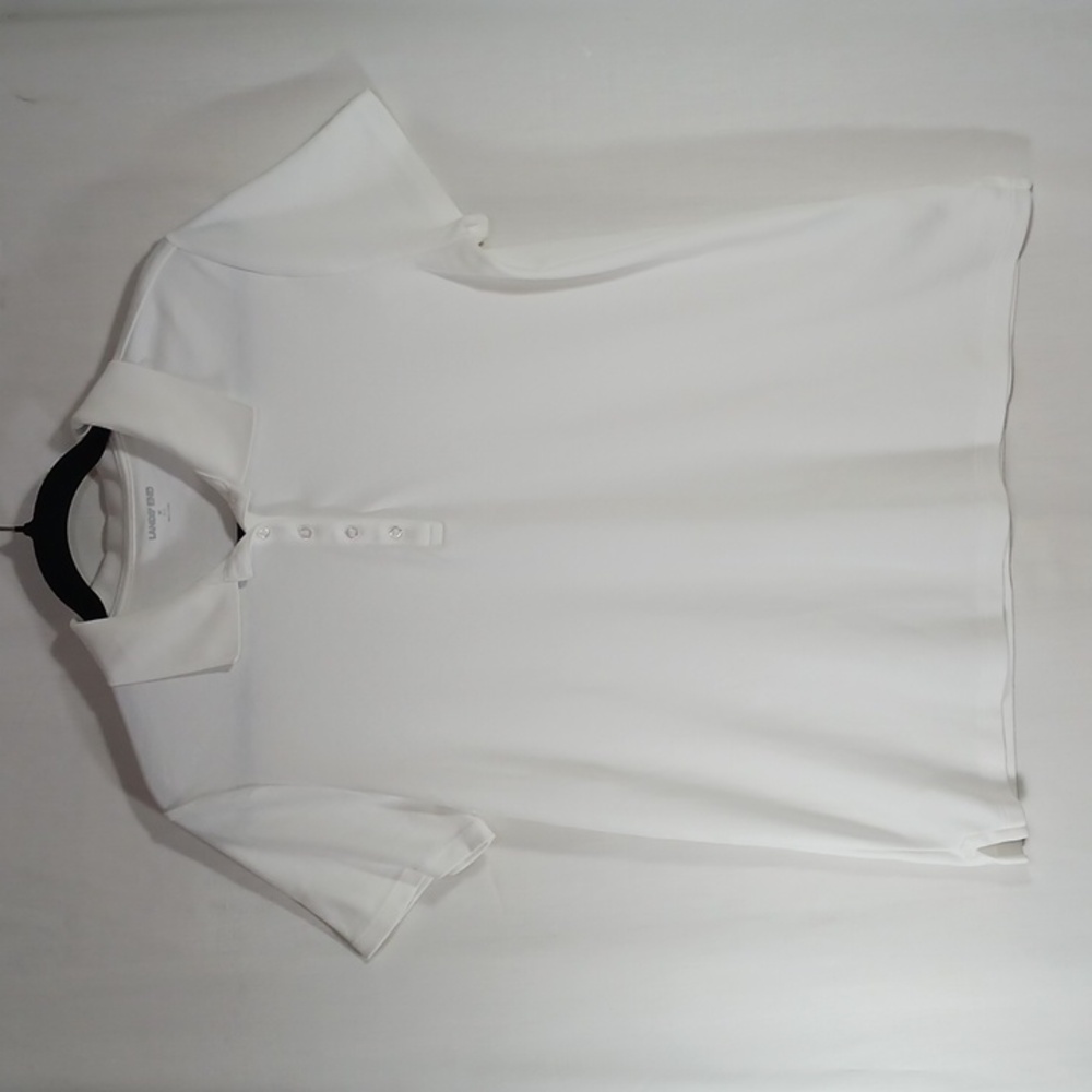 💥LANDS' END Super soft Sz M, bright white collared button front 100% cotton Tee